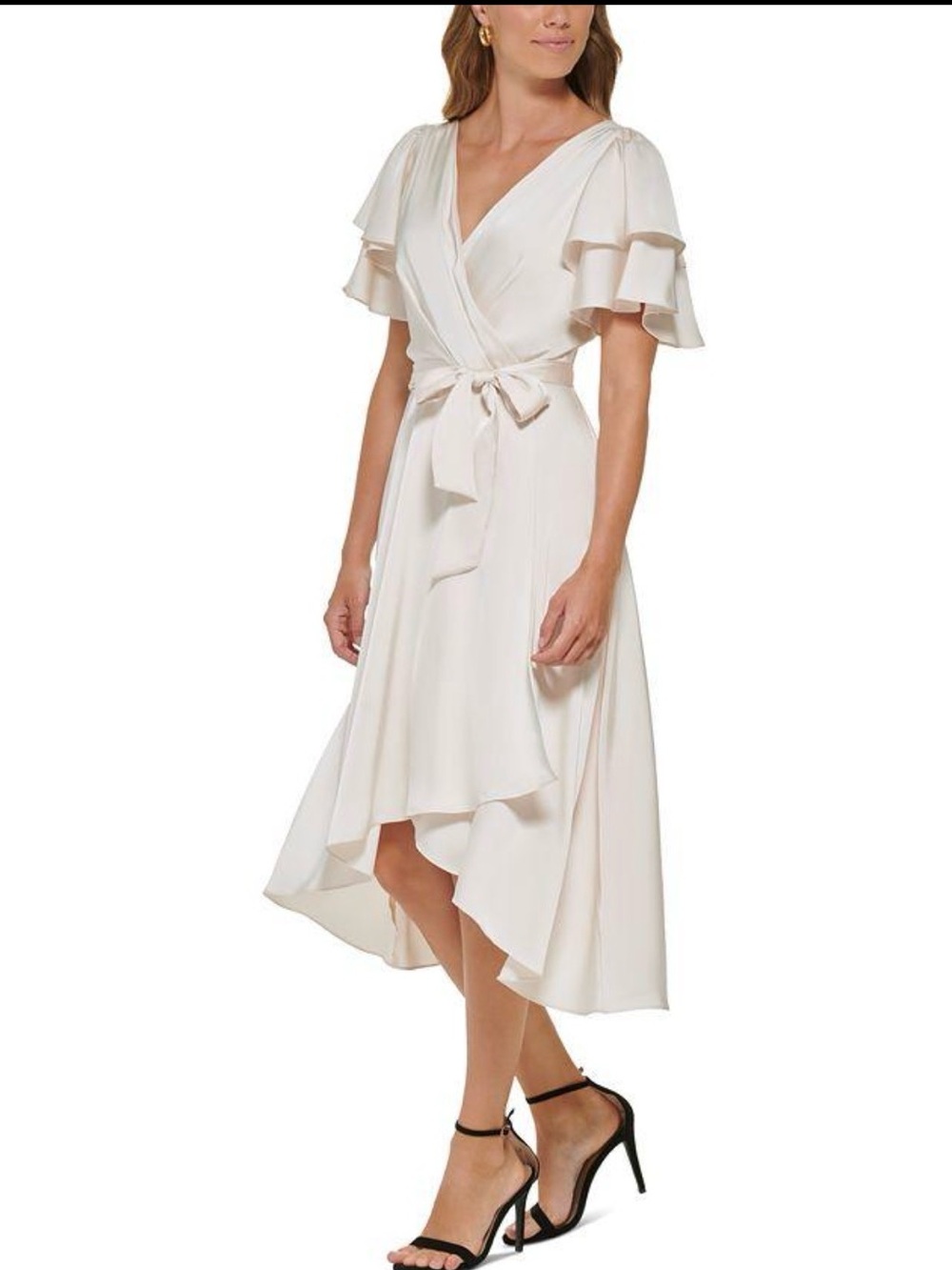 DKNY White Midi Wrap Dress